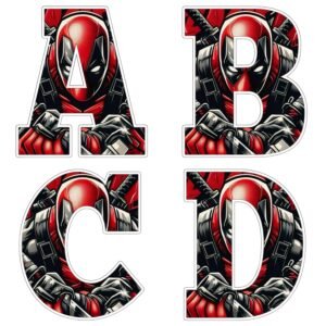 Alfabeto de Deadpool para imprimir