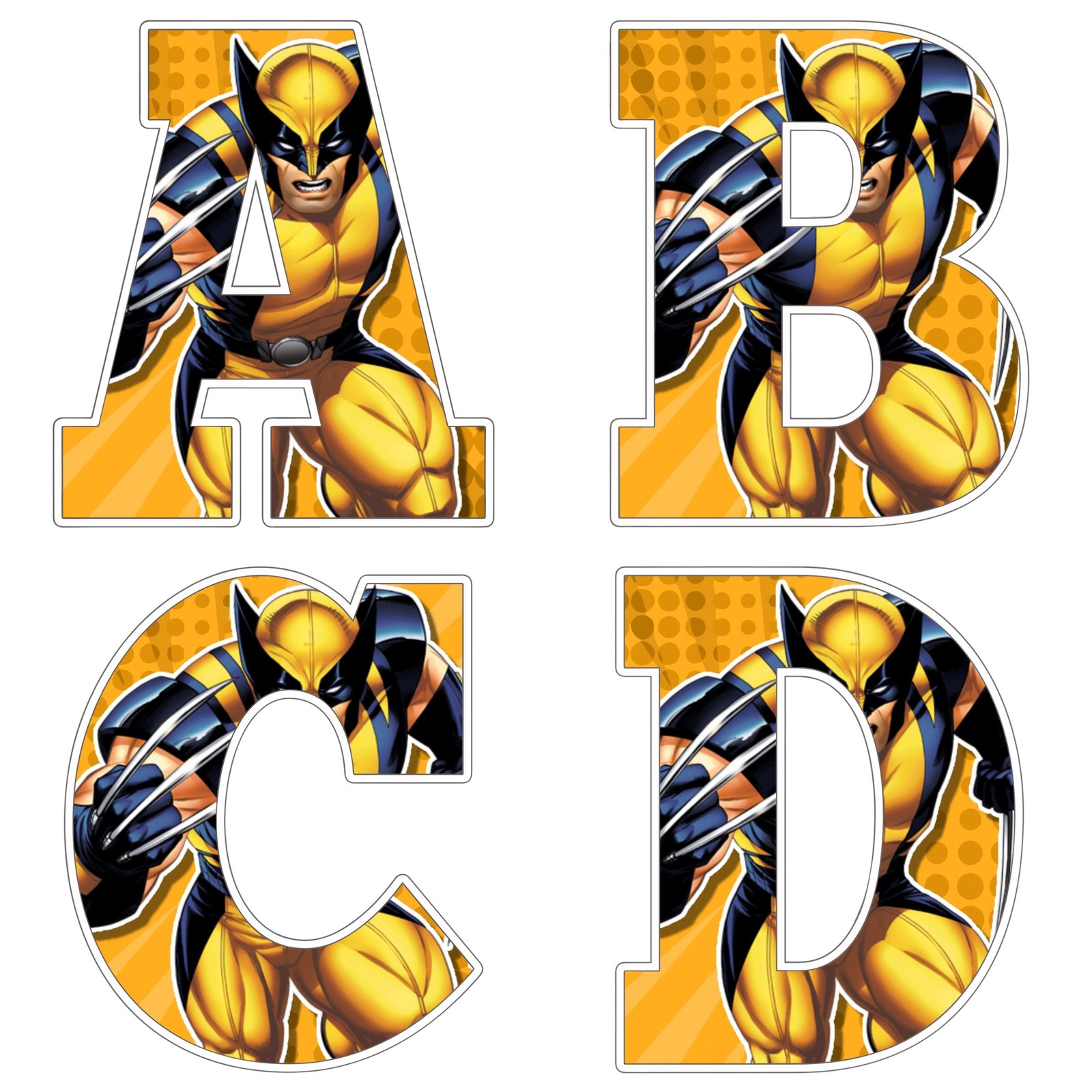Alfabeto de Wolverine para imprimir